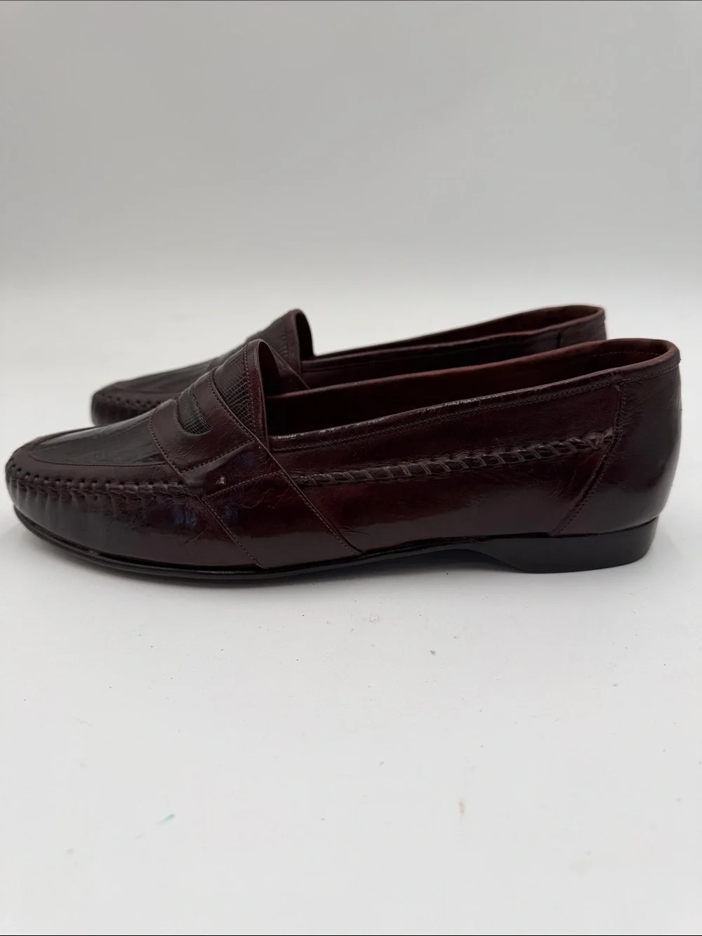 NUNN BUSH sz8 GENUINE LIZARD Penny Loafers Moc Toe BEAUTIFUL NEW